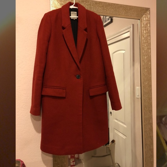 dark red winter coat
